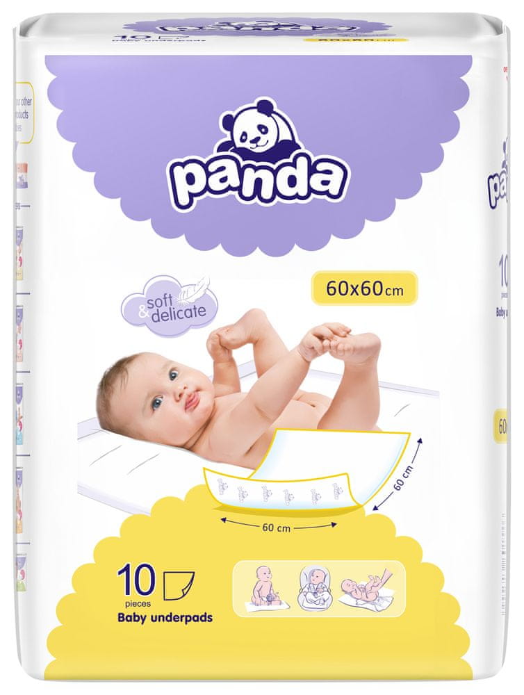 Panda Bella Happy detské prebaľovacie podložky 60x60cm 10ks